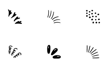 Doodle sparkle ray elements. Hand drawn pop surprise line frame for title headline illustration.