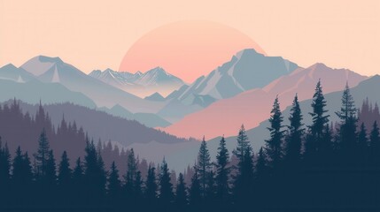 Obraz premium A beautiful mountain landscape at dawn, with the first rays of sunlight illuminating the peaks. A peaceful, inspiring scene with soft pastel hues in the sky. Generative AI