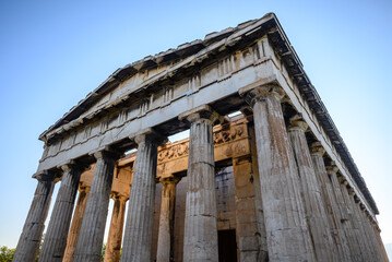 Naklejka premium Ruins of Temple of Hephaestus in Ancient Agora in Athens, capital of Greece