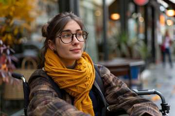 Fototapeta premium Lifestyle of disabled person soldier after war AI generative concept