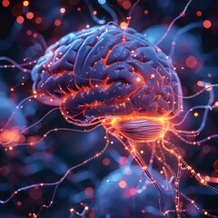 Fototapeta premium Illuminating the Mind: A Detailed, 3D Rendered Brain