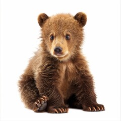 Fototapeta premium baby brown bear isolated on white background