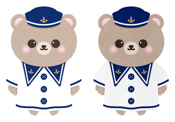 Nautical Bear Cartoon Navy Bear Cartoon Sailor Bear Cartoon Mariner Bear Cartoon Bear Mascot Character Kawaii