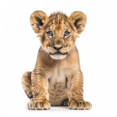 Obraz premium young lion cub baby lion cub on white background
