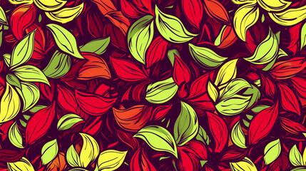 Maroon and Lime green Fauvism Seamless Pattern