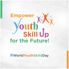World Youth Skills Day Creative Social Media Template vector. July 15. Abstract, Colorful Typography