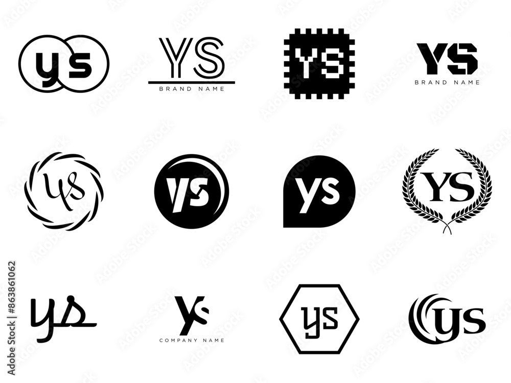 Fototapete ys logo company template. letter y and s logotype. set different classic serif lettering and modern 