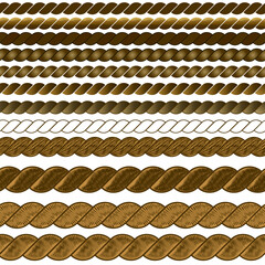 nautical rope brush design for graphic artists for creative projects, Rope brushes set. Rope frame design elements. Seamless marine rope pattern brush  - Part 2