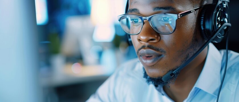 Call center representative solving customer issues