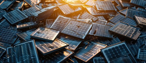 Broken solar panels, end of life, difficult to recycle, renewable energy hardware