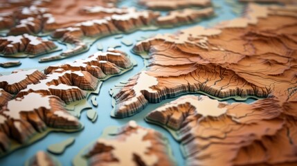 Naklejka premium Abstract contour topology map of the world.