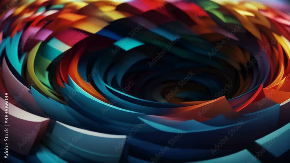 Poster tech modern abstract swirling curve color background, looped animation 4k
