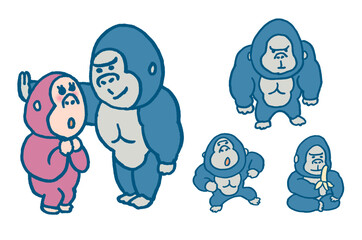 イケメン風のかわいいゴリラのキャラ素材
