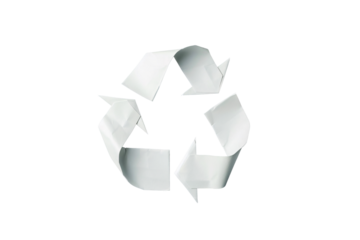 a white recycle symbol made from paper