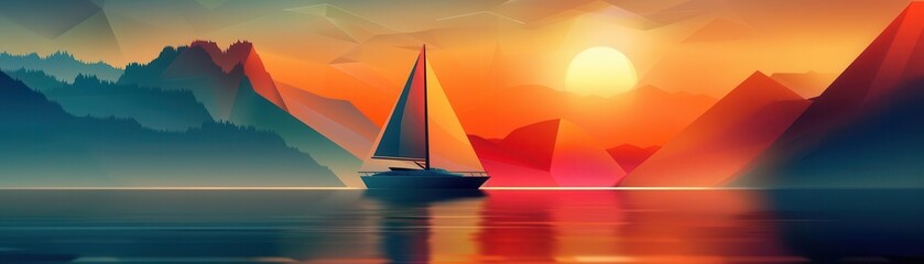 Naklejka premium Velocity of light flat design, side view, vibrant theme, water color, Triadic Color Scheme