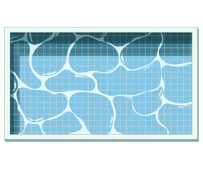 Rectangular swimming pool flat cartoon illustration, isolated on the white background