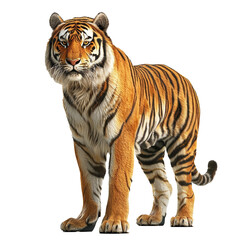 Obraz premium Royal tiger isolated on white background. The tiger is staring at its prey. 