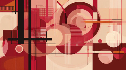 Obraz premium Maroon and Salmon Constructivism art background