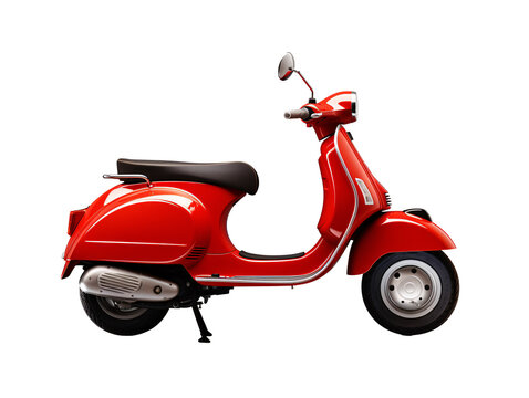 a red scooter with black seat