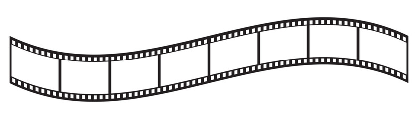 film strip icon used for videography elements, cinema reel. Filmstrip with frames, photo and videos for camera. Old white and black film tapes of 35mm. Realistic film strip on white background.