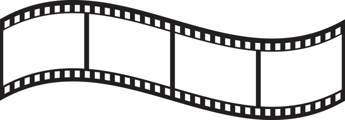 film strip icon used for videography elements, cinema reel. Filmstrip with frames, photo and videos for camera. Old white and black film tapes of 35mm. Realistic film strip on white background.