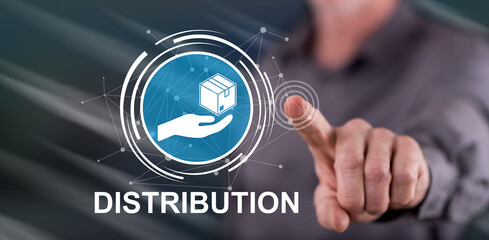 Man touching a distribution concept