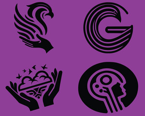 Different abstract trendy symbols. Varied Abstract Contemporary Symbols. Flat Company logo. Company logo vector illustration.