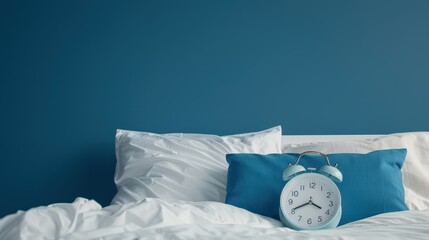 The alarm clock on bed