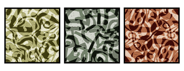 Set of 3 Abstract pattern. Illustration for printing on wall decorations. For use in graphics.