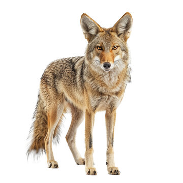 coyote standing, on white background