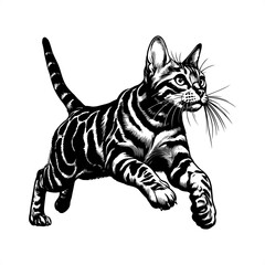 Obraz premium cat in black and white animal illustration