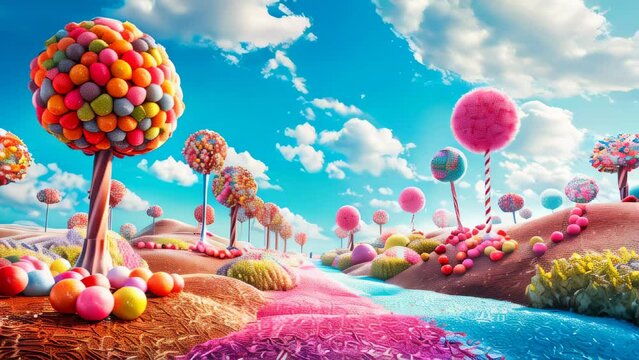 Fantasy surreal candy and sweets landscape