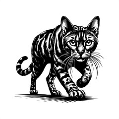Fototapeta premium cat in black and white animal illustration