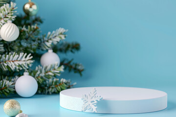 Empty Podium for Christmas Product Presentation