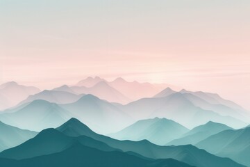 Obraz premium A breathtaking view of a mountain landscape bathed in the soft, pastel hues of dawn. Generative AI