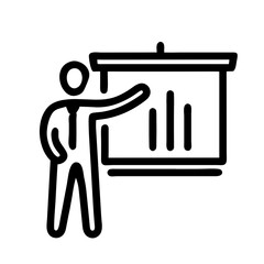 Minimalist black and white presenter icon, business presentation representation