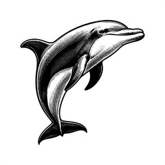 Dolphin in black and white animal illustration