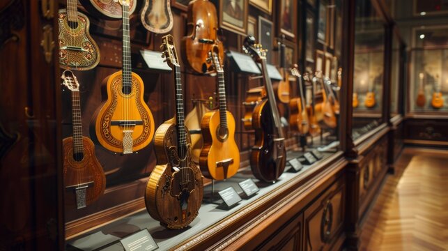 A museum with a collection of musical instruments, showcasing the history and evolution of music.