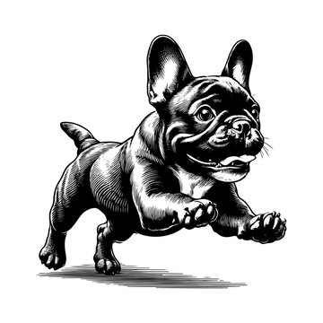 recommend clip art: French Bulldog in black and white animal illustration