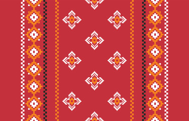 Ethnic ikat seamless pattern in tribal. Flower geometric pattern ethnic ornament print. Ikat pattern style. Design for background, carpet,wallpaper,clothing,wrapping,batik,fabric,Vector,illustration.