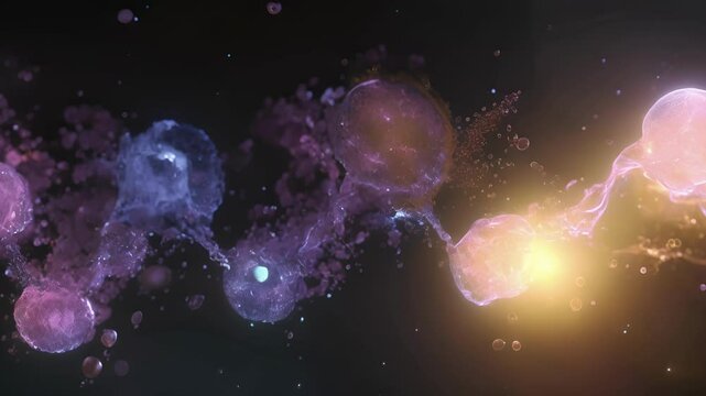A series of fluorescencestained animations revealing the stepbystep process of neurotransmitter synthesis from the initial production of precursor molecules to the final packaging into
