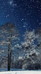 Trees, Stars, Snow image wallpaper - generative ai