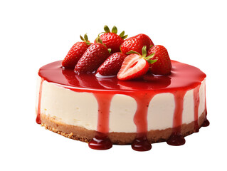 a cheesecake with strawberries on top