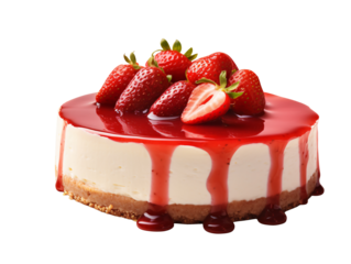 a cheesecake with strawberries on top