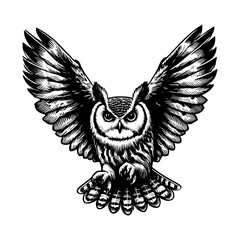 Obraz premium owl in black and white animal illustration