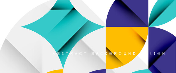 Minimal geometric elements on white. Petals, round triangles, star