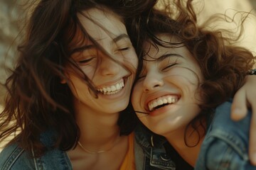 Women showing affection and closeness, suitable for family, friendship or romantic occasions