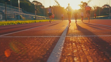 A view of a running track with athletes training, showcasing the dedication and discipline required in sports.