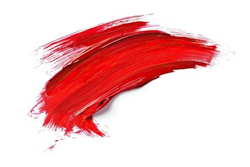 Red brush stroke isolated on white background