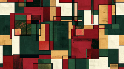 Maroon and Green De Stijl Seamless Pattern 